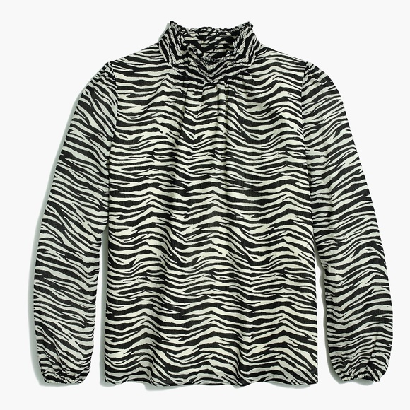 New J.CREW Size M Zebra long-Sleeve Mockneck Top - Picture 1 of 4